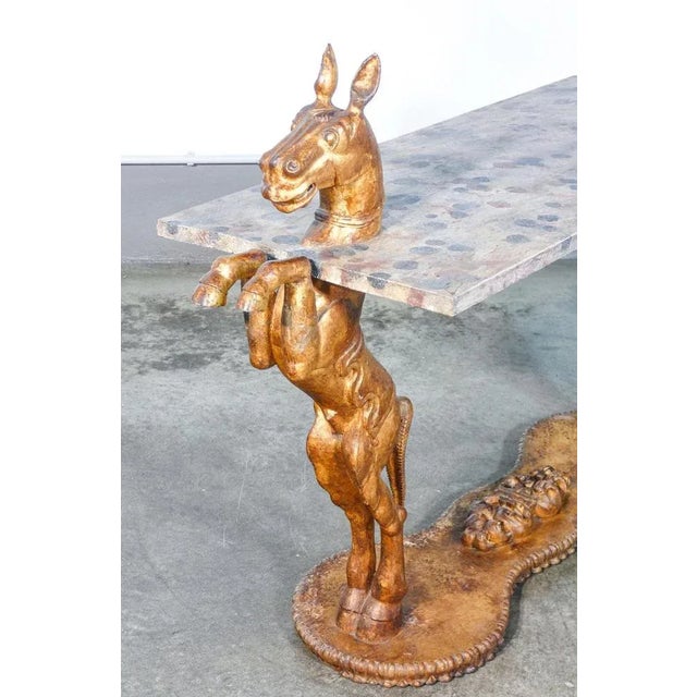 Gold Console Table with Base with Horse Sculptures, 1890s For Sale - Image 8 of 11