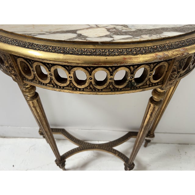 Louis XVI Style Console and Interior Mirror in Gilded Wood, Set of 2 For Sale - Image 17 of 18