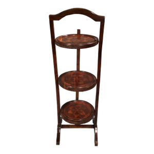 A Vintage Edwardian Inlaid Three-Tired Muffin Stand