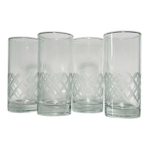 1940’s Frosted Latticework Tumblers - Set of Four