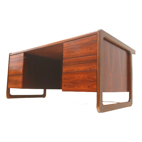 Large Vintage Rosewood Desk, 1960s For Sale