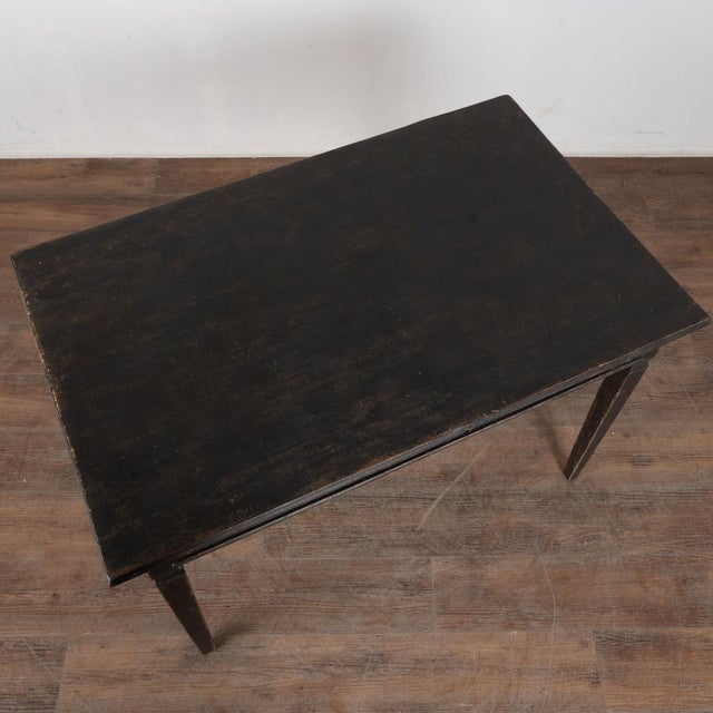 Late 19th Century Swedish Black Painted Pine Two-Drawer Table For Sale - Image 4 of 15