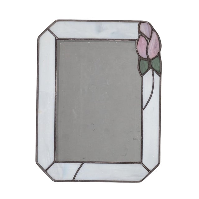 Victorian Vintage Stained Glass Rose Picture Frame For Sale - Image 3 of 8