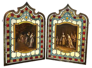 19th Century Window Panels in Stained Glass, Set of 2