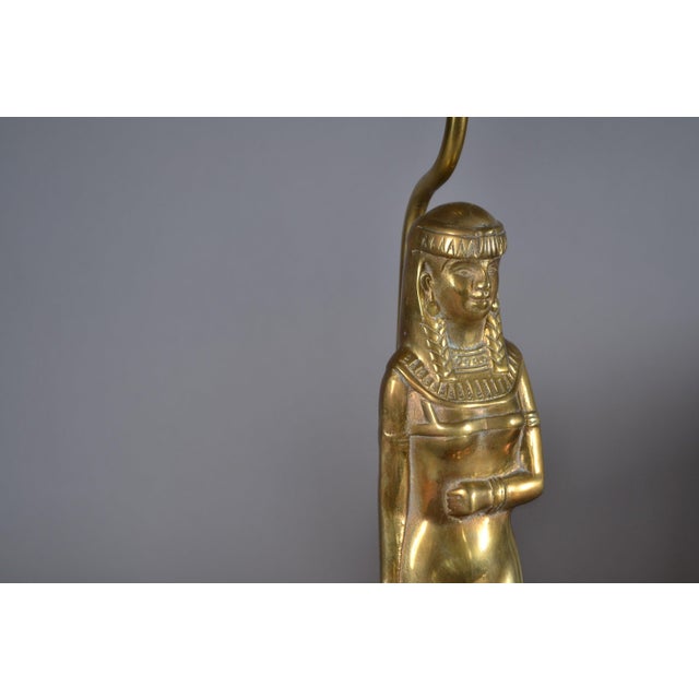 Metal Egyptian Revival Gilt Female Table Lamp, 1970s For Sale - Image 7 of 9