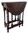 Petite Antique English Side Sofa Table Barley Twist Drop Leaf Gateleg Carved Oak For Sale