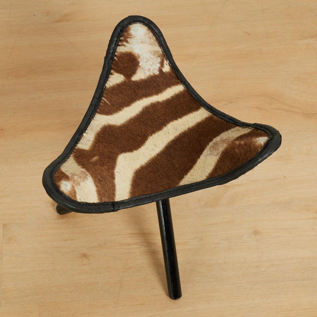 Wood British Colonial Style Zebra Folding Stool or Seat For Sale - Image 7 of 15