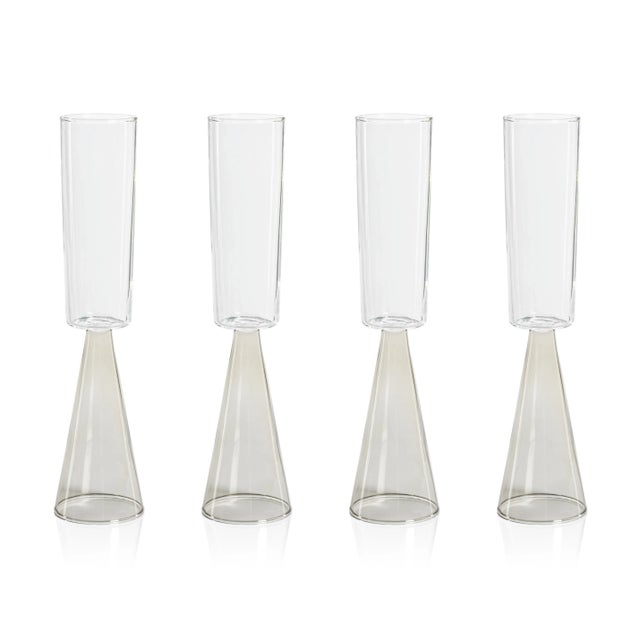 Viterbo Champagne Flutes - Smoke, Set of 4 For Sale - Image 4 of 4