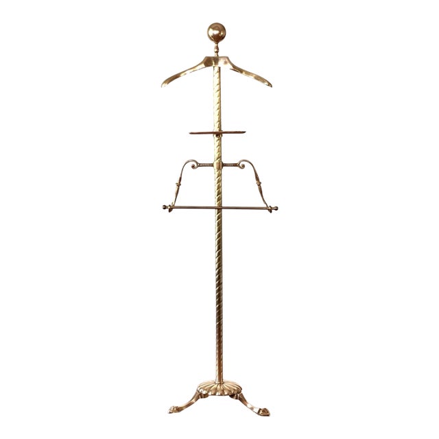 Midcentury Brass Clothing Valet, Hollywood Regency Style, 1940s For Sale