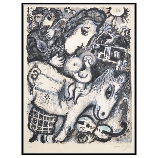 Surrealism 1960s Grey Village, Marc Chagall For Sale - Image 3 of 6