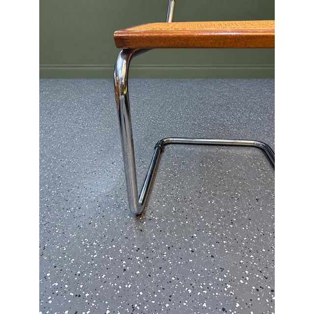 Brown 1980's Italian Cesca-Style Cane and Chrome B64 Armchair After Marcel Breuer For Sale - Image 8 of 9