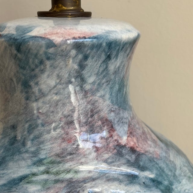 Mid 20th Century Mid-Century Modern Aztec-Inspired Ceramic Table Lamp For Sale - Image 5 of 17