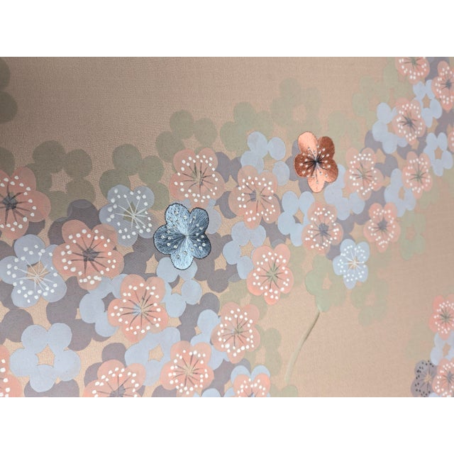 Taupe Hydrangea Chinoiserie Mural | 3-Panel Hand-Painted Wallpaper For Sale - Image 4 of 4