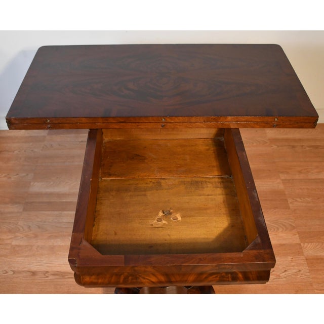 Mid 19th Century 1860s Antique Victorian Crotch Mahogany Flip-Top Game Table / Console For Sale - Image 5 of 12