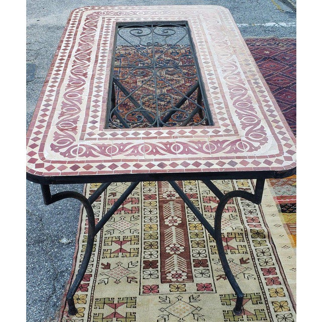Moroccan Rectangular Burgundy/Tan Mosaic Dining Table ...
