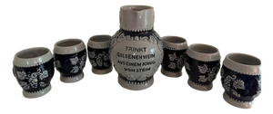 Vintage German Stoneware Wine Set With Pitcher & 6 Cups