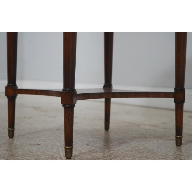 2010s Maitland Smith Round Tray Top Mahogany Serving Table For Sale - Image 5 of 16