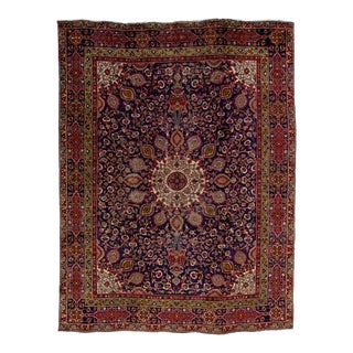 1960s Blue Vintage Tabriz Persian Handmade Wool Rug For Sale