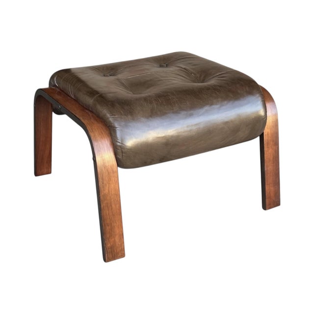 Brown 1960s Rykken & Co. Norwegian Scandinavian Swivel Reclining Lounge Chair With Ottoman For Sale - Image 8 of 17