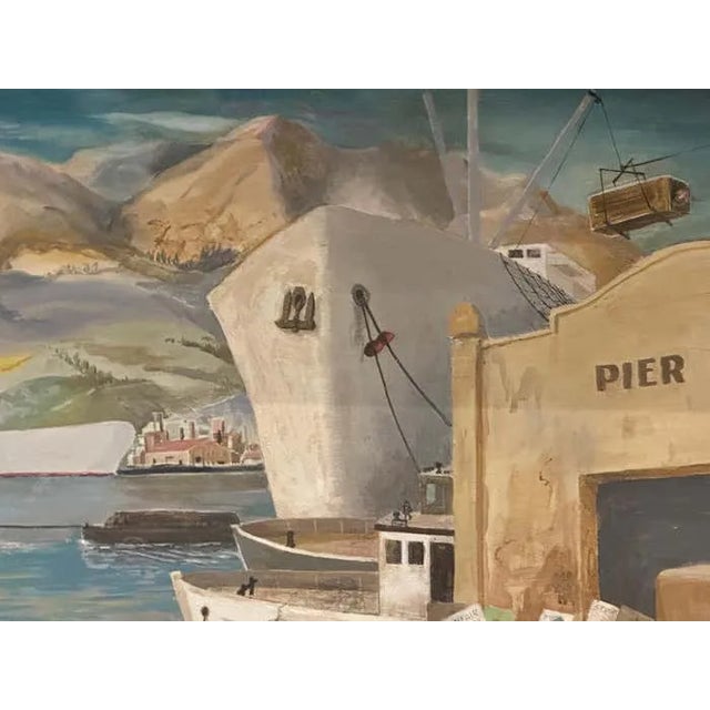American “Harbor Stories: The Pulse of Pier 12” Continuous Narrative Acrylic Painting For Sale - Image 3 of 5