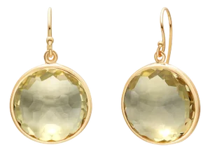 18k Gold Large Green Prasiolite Drop Earrings From Ippolita Lollipop Collection, A Pair