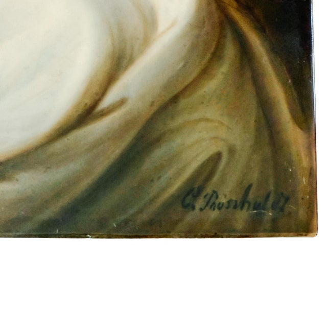 Black Antique 19th C. German Porcelain Plaque of Beatrice Cenci Signed C. Russhuldt, Gilt Rococo Frame For Sale - Image 8 of 12