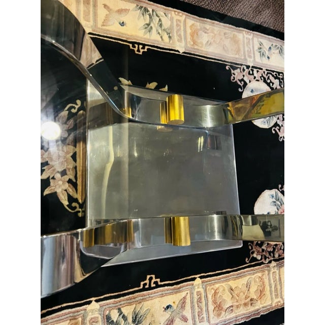1980s Modernist Chrome & Brass Tulip Coffee Table in the Manner of Karl Springer For Sale In Philadelphia - Image 6 of 10