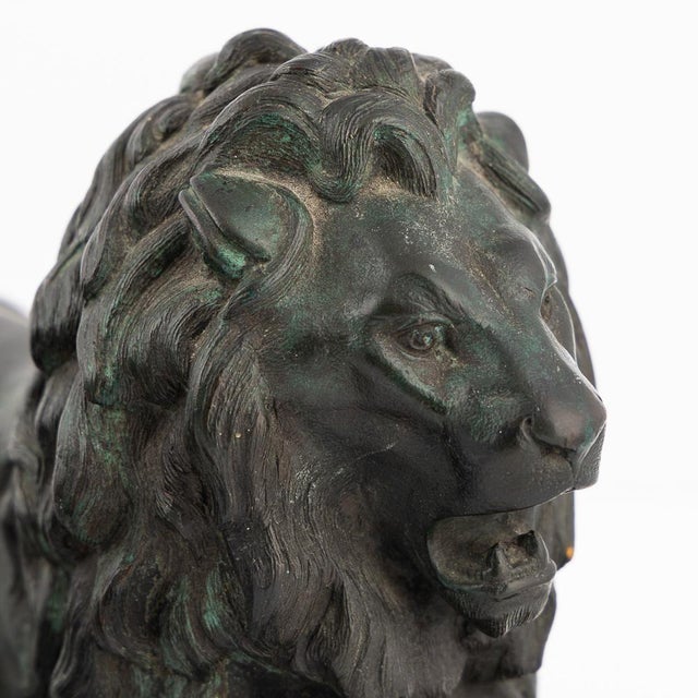 19th Century Victorian Verdigris Patinated Bronze Trafalgar Lions, 1870, Set of 2 For Sale - Image 9 of 18