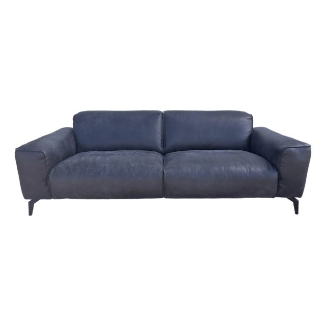 Valmont Charcoal Leather Modern Sofa Attributed to Paul Michael Company For Sale