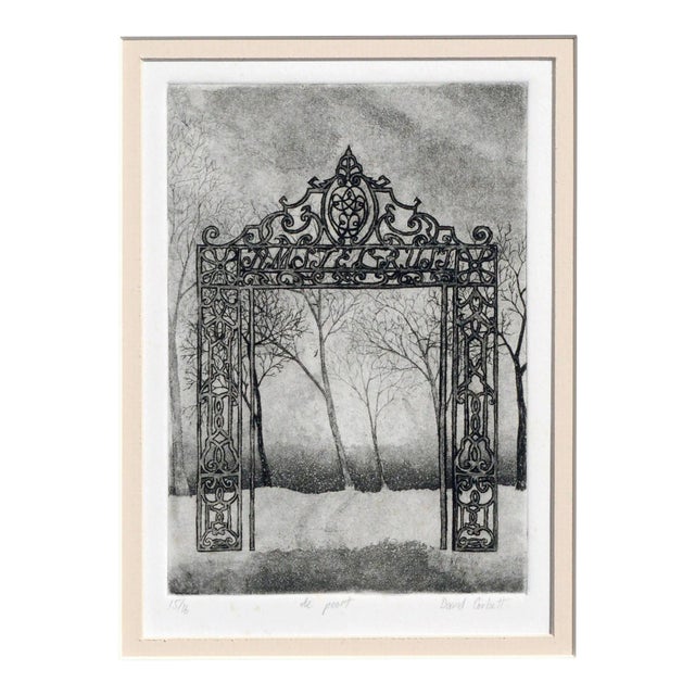"De Poort" - Landscape With Trees & Art Nouveau Gate, Limited Edition Lithograph by David Corbett For Sale