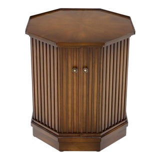 Two Doors Compartment Cabinet Octagon Shape Side Occasional End Table Pedestal For Sale