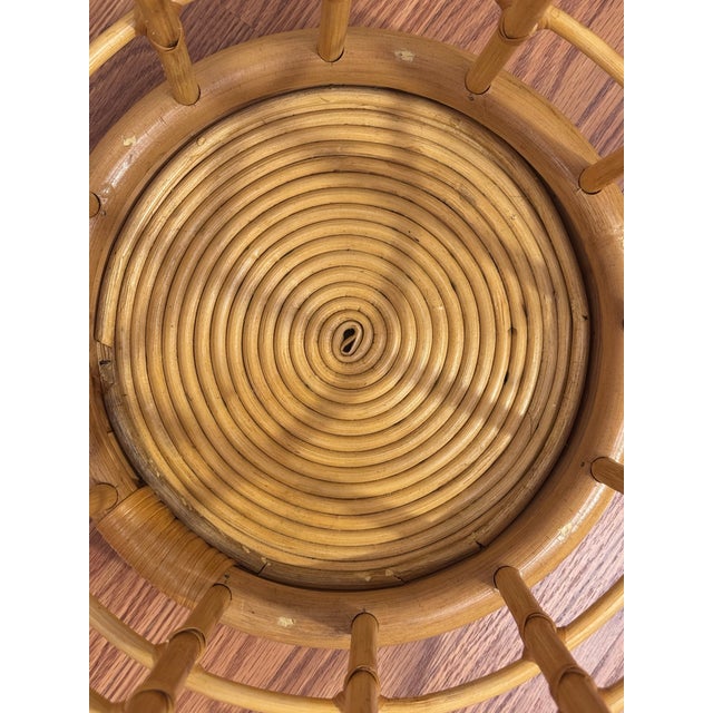 Wood Vintage Mid Century Boho Chic Bamboo and Rattan Umbrella Stand Styled After Franco Albini For Sale - Image 7 of 11