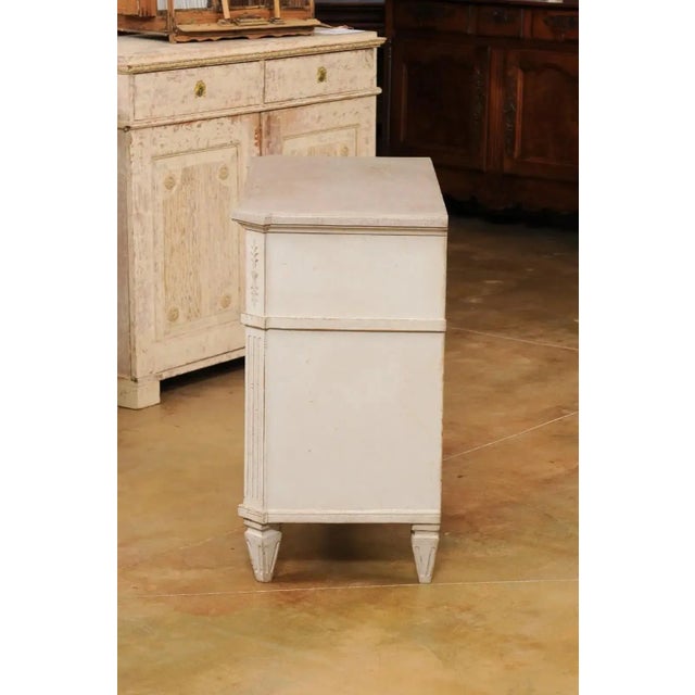 Gustavian (Swedish) Swedish Gustavian Style 1890s Painted Three-Drawer Chest with Carved Foliage For Sale - Image 3 of 13