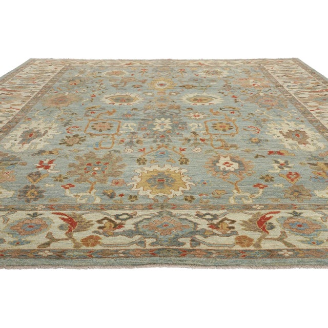 Contemporary Blue Persian Sultanabad Rug, - 10'10 X 13'07 For Sale - Image 3 of 9
