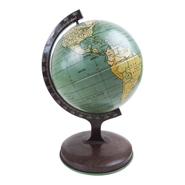 Small Vintage 1930's Metal World 5 In. Globe For Sale