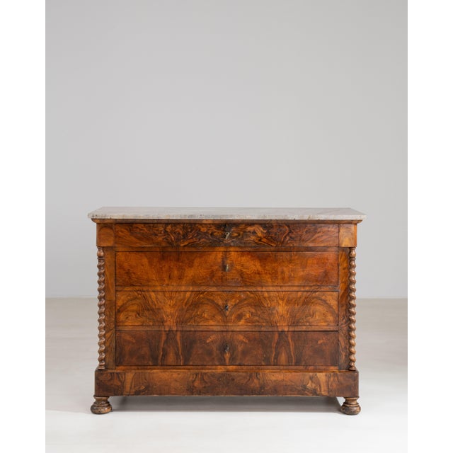 Biedermeier Marble-Top Chest of Drawers, Antique, France, Circa 1860 For Sale - Image 14 of 14