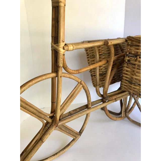 Vintage Wicker and Bamboo Bicycle Basket Decor For Sale In Los Angeles - Image 6 of 7