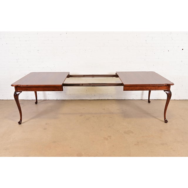 Ethan Allen Queen Anne Solid Cherry Wood Extension Dining Table, Newly Refinished For Sale In South Bend - Image 6 of 15