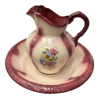 1920s Floral Style Dry Sink - Basin & Pitcher For Sale