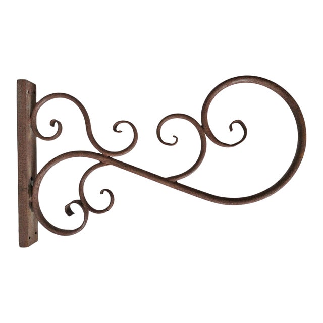 Vintage Iron Rust Scroll Bracket XL For Sale