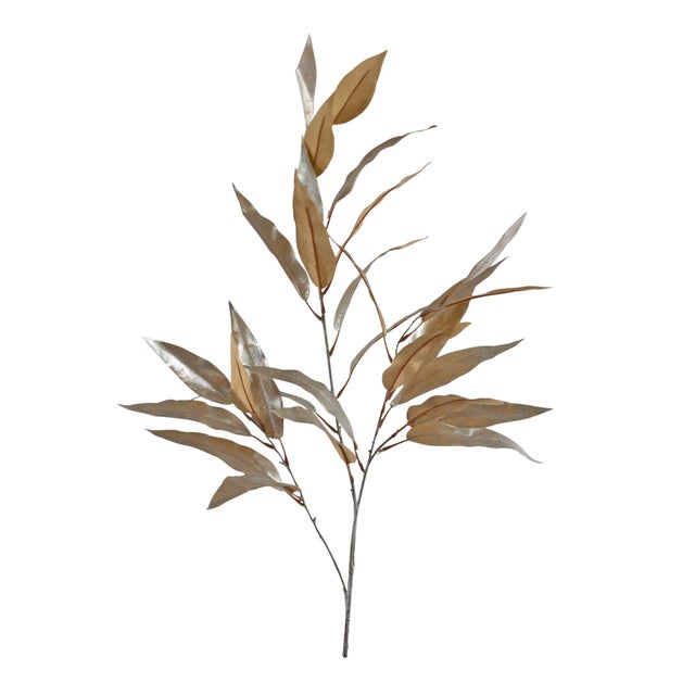 Elevate your holiday decor with the elegant Gold Long Blade Eucalyptus Leaf Spray set. Featuring beautifully crafted...