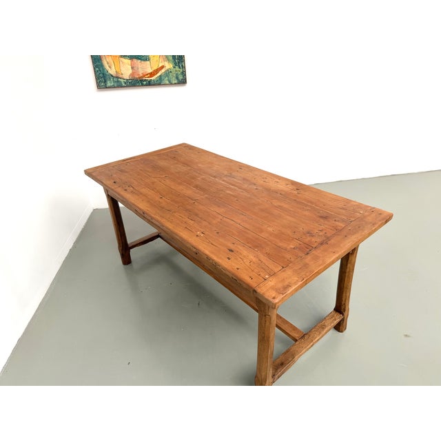 Cherrywood Farmhouse Table with Drawer and Low Stretcher, France, 1950s For Sale - Image 15 of 18