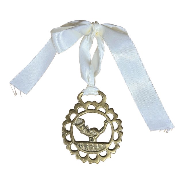 Vintage English Horse Brass Ornament For Sale