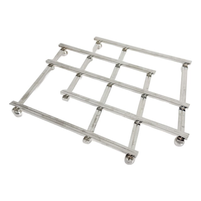 1940s Adnet Silver Plate Trivet, Attributed For Sale
