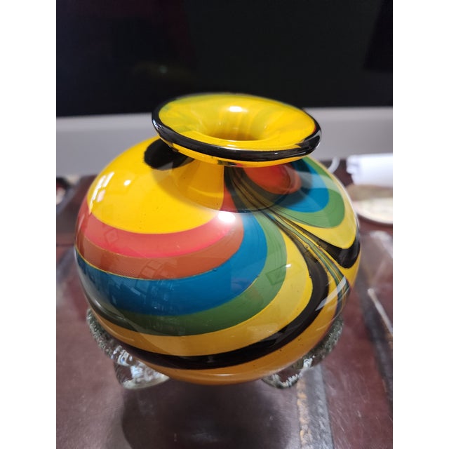 ​An Exceptional Late 20th-Century Venetian Masterpiece This vibrant, hand-blown art glass vase is a quintessential example...