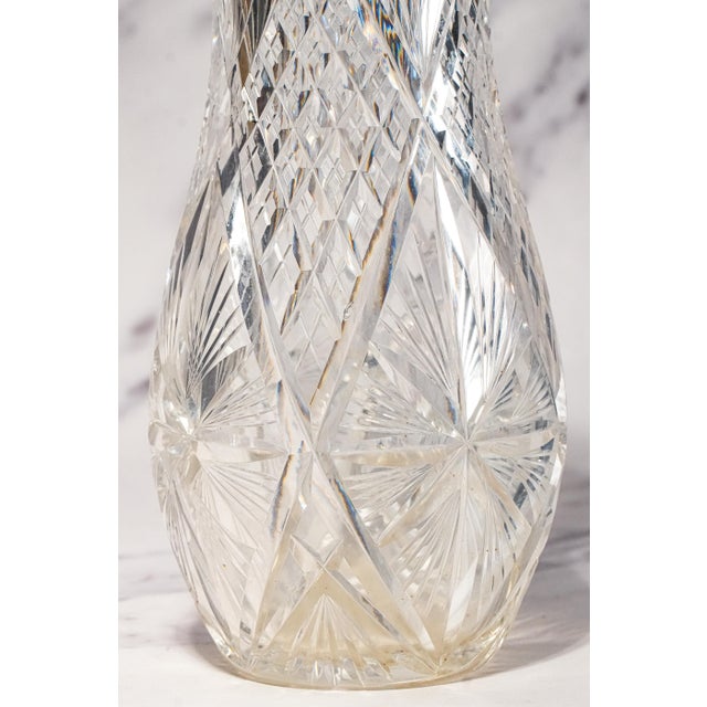 Elegant Heavy Large Hand Cut Crystal German 800 Silver Luxury Flower Vase Home Decor For Sale In New York - Image 6 of 18