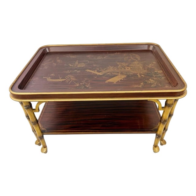 Chinoiserie Style Faux Bamboo Coffee Table For Sale