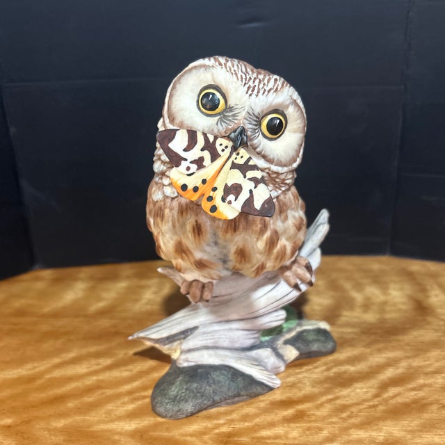 Rustic European 1970s Boehm Porcelain Saw Whet Owl Figurine For Sale - Image 3 of 6