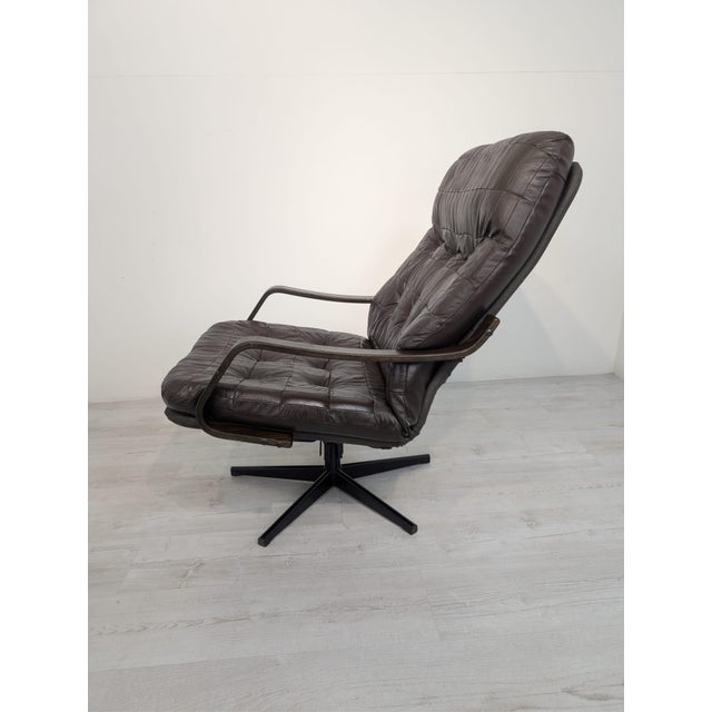 Quilted Leather Armchair, 1970s For Sale - Image 11 of 13