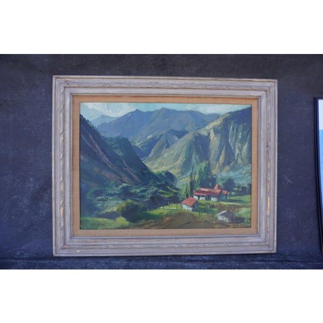 Oil on canvas by Ralph Hulett of a California canyon Measures 22" x 30" and then frame is 30 1/2" x 38 1/2".